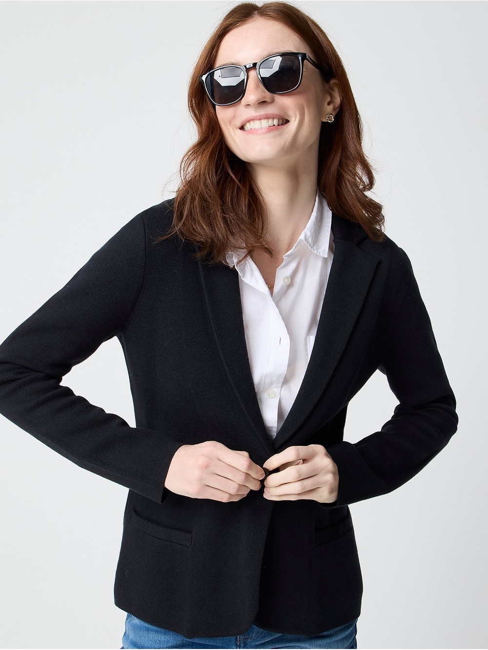 NWT J.Crew Factory Schoolboy Sweater Blazer Black 100% Cotton Preppy XS